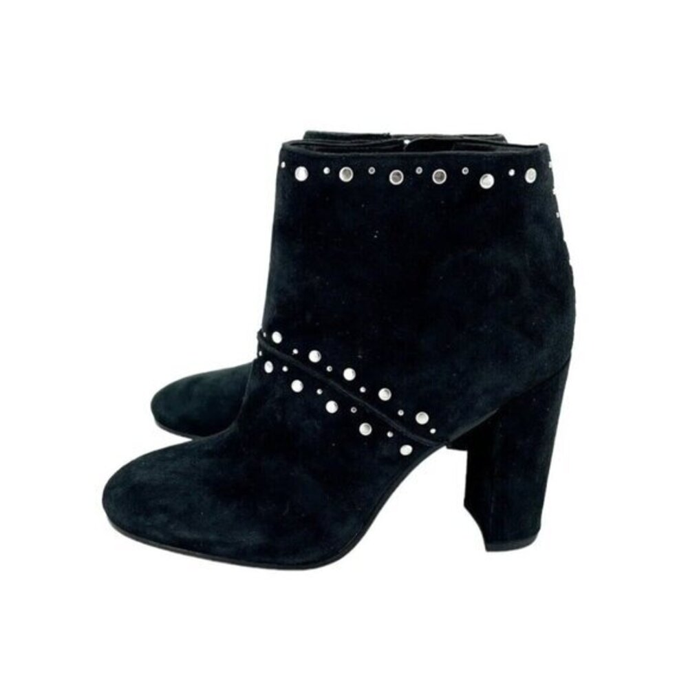 Sam Edelman Ankle Boots Suede Leather Studded Black Heel SZ 6.5 New